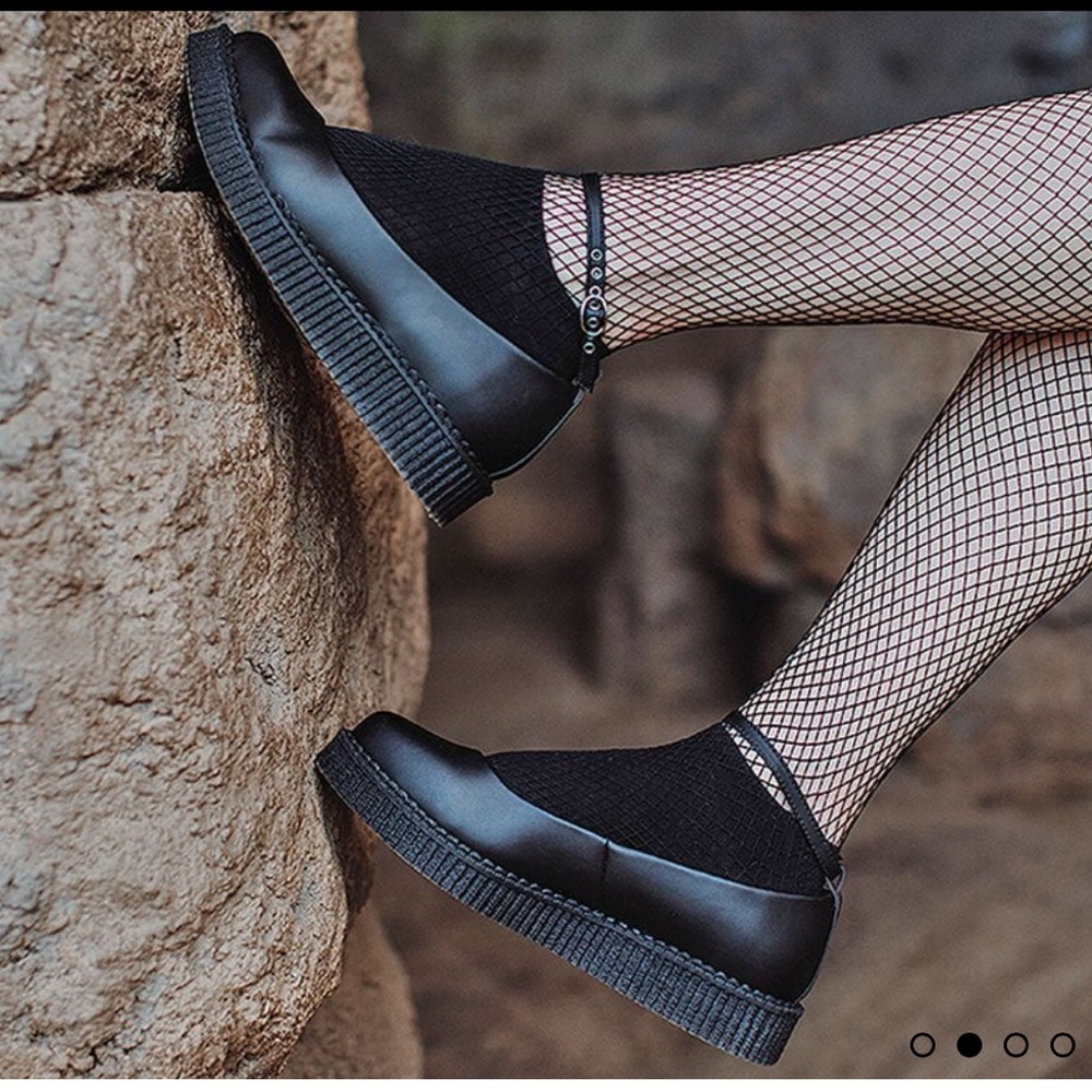 TUK Black Women's Flats with Ankle Strap